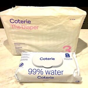 Coterie Size 3 Diapers & Wipes - 19 Diapers & Sealed Pack of 56 Wipes
